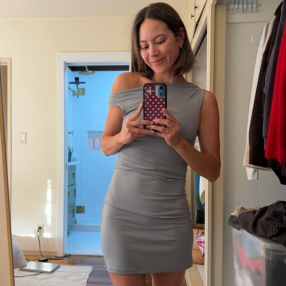 Cotton On One Shoulder Gray Dress